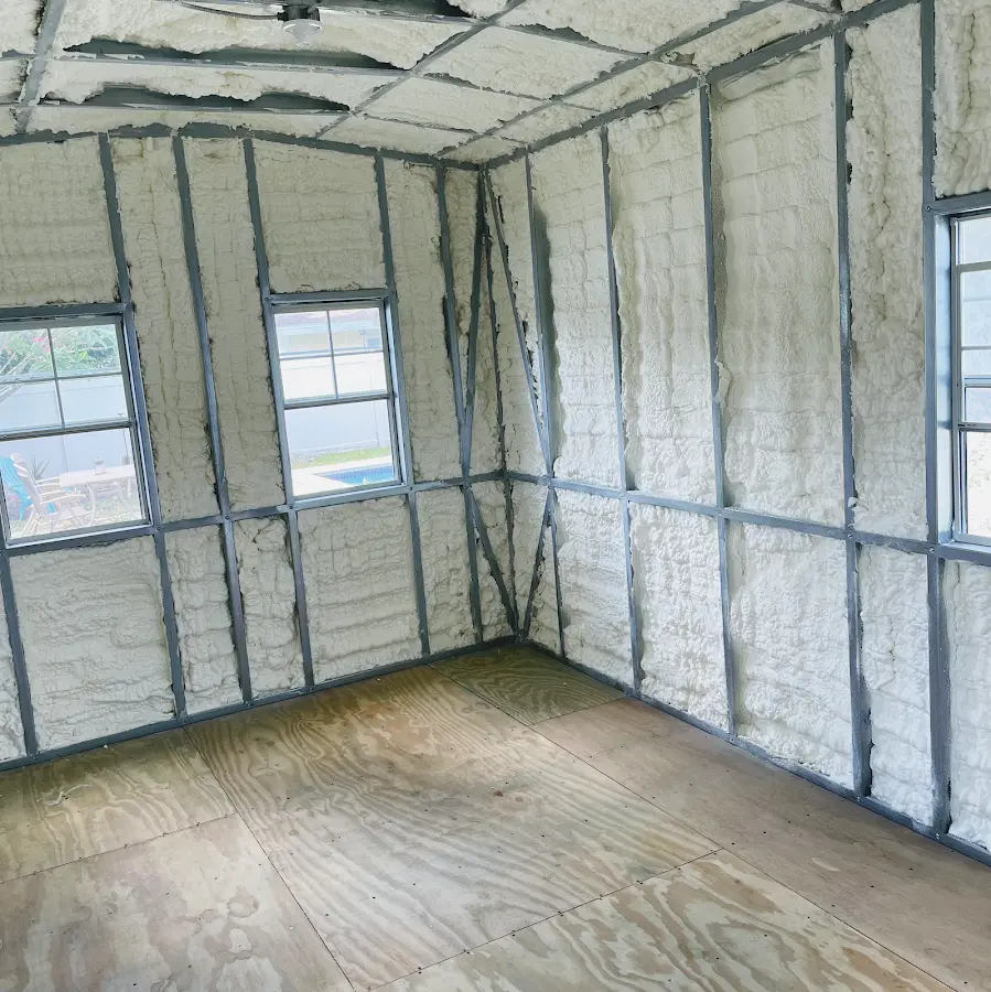 Closed-cell spray foam insulation applied to wall cavities in a residential project in Edgewater Park